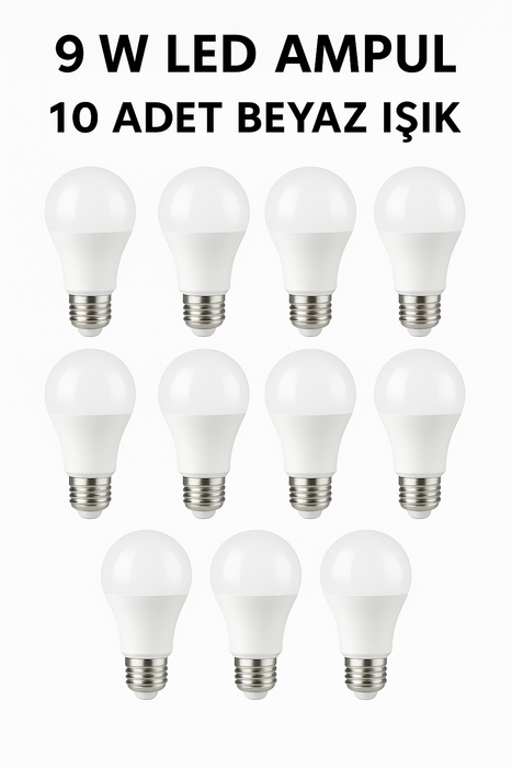9 W LED AMPUL E27 DUY 10 ADET BEYAZ IŞIK