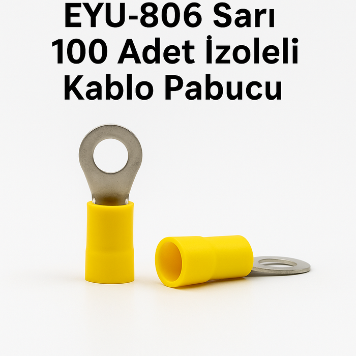 Eyu-806 Sarı 100 Adet İzoleli Kablo Pabucu Yüksük