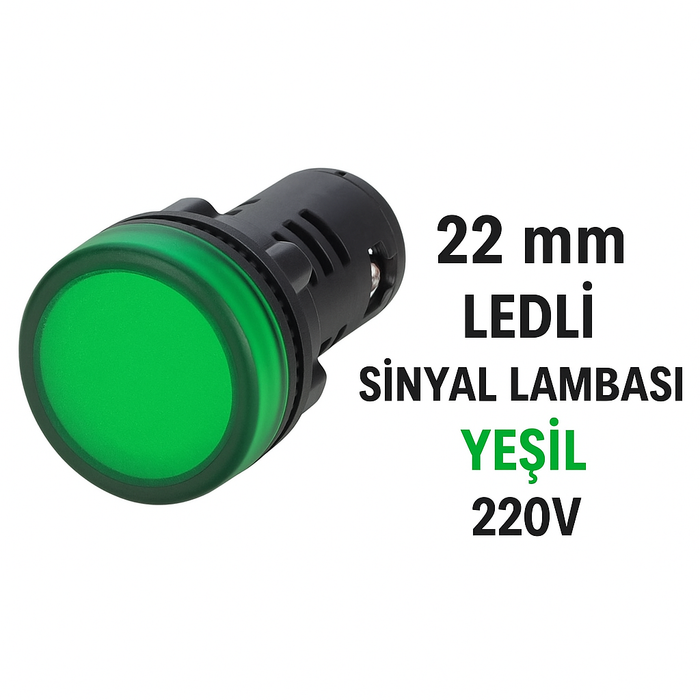 22 mm Ledli Sinyal Lambası 220V-YEŞİL 10 Adet