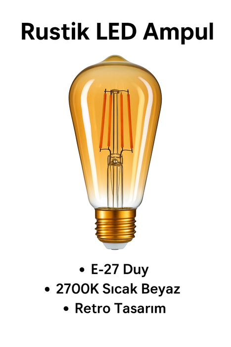 Rustik Retro Led Ampul E-27 Duy 2700K